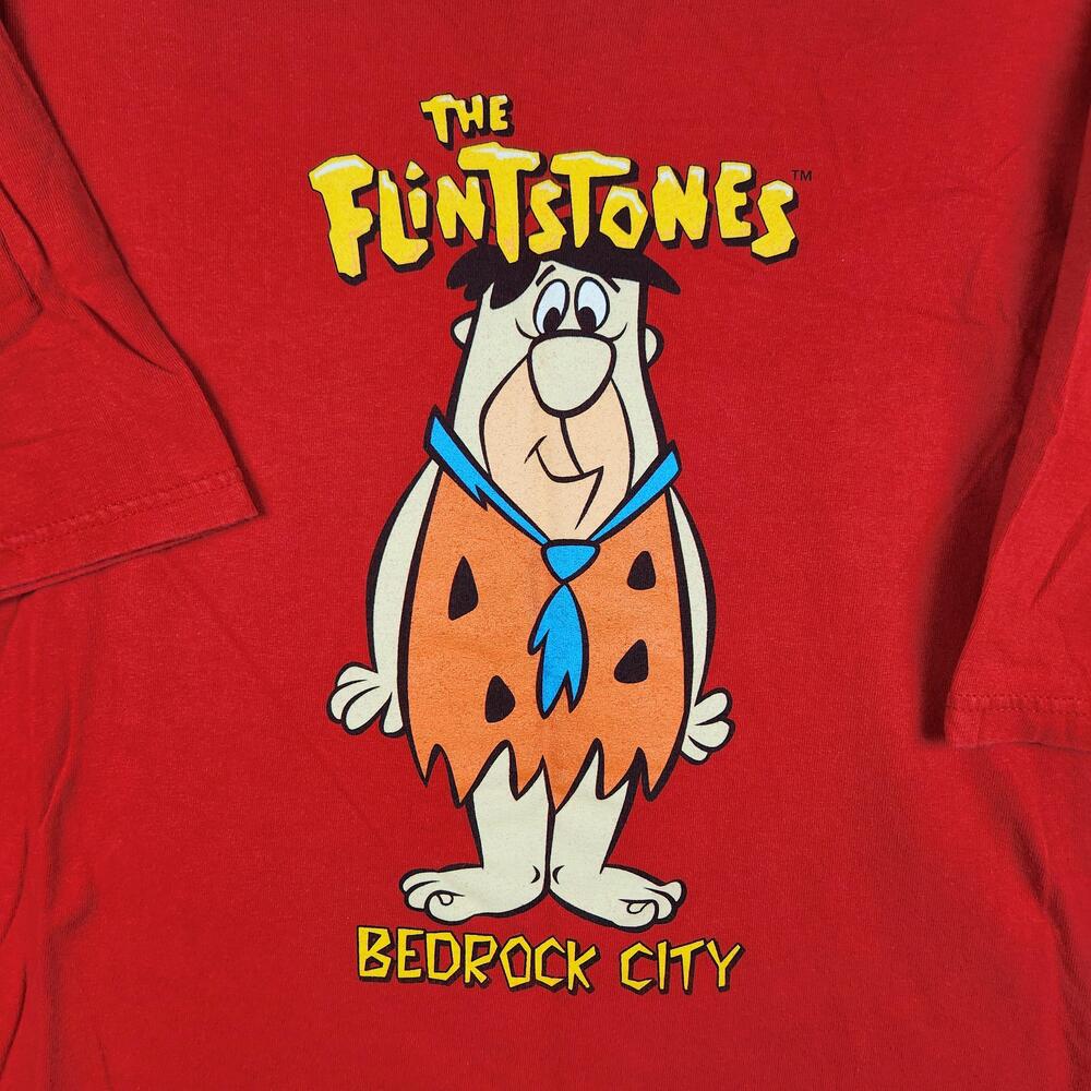 Vintage The Flintstones Shirt Mens 2XL Red Bedrock City Fred Graphic Cartoon Y2K